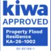 Official Kiwa BSI Kitemark logo for BS 851188-1 property flood resilience compliance